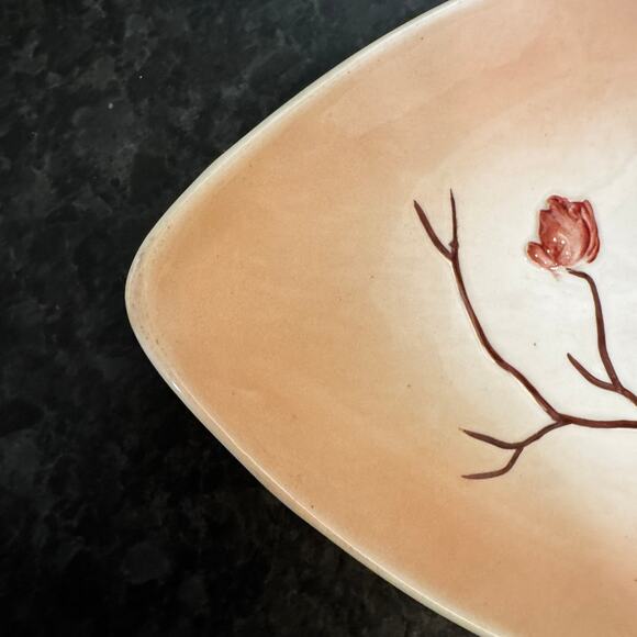 Vintage Carlton Ware England Hand Painted Magnolia Pink Blush Bowl 1950s oval - Picture 6 of 11